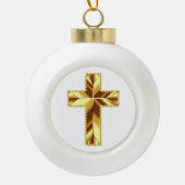 GOLDEN HOLY CROSS KERAMISCHE BAL ORNAMENT (Voorkant)