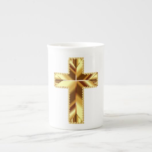 GOLDEN HOLY CROSS PORSELEIN KOP (Voorkant)