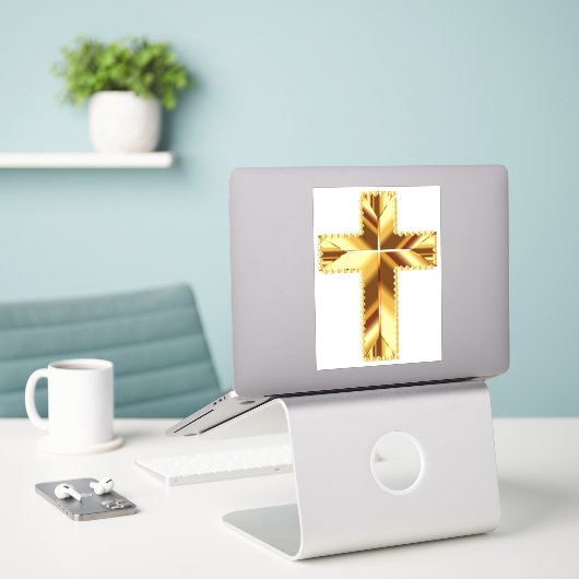 GOLDEN HOLY CROSS STICKER (Laptop op bureau)