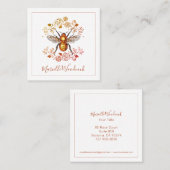 Golden Honey Bee en Roos Laurel Vierkante Visitekaartje (Voorkant / Achterkant)