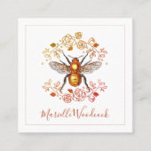 Golden Honey Bee en Roos Laurel Vierkante Visitekaartje (Voorkant)