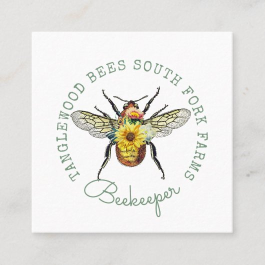 Golden Honey Bee Vierkante Visitekaartje (Voorkant)