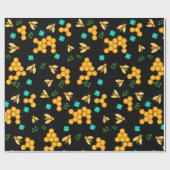 Golden Honey Bees Classic Honeycomb Floral blooms Cadeaupapier (Vlak)