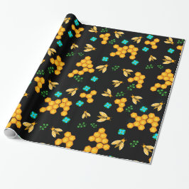 Golden Honey Bees Classic Honeycomb Floral blooms Cadeaupapier