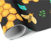 Golden Honey Bees Classic Honeycomb Floral blooms Cadeaupapier (Rol Hoek)