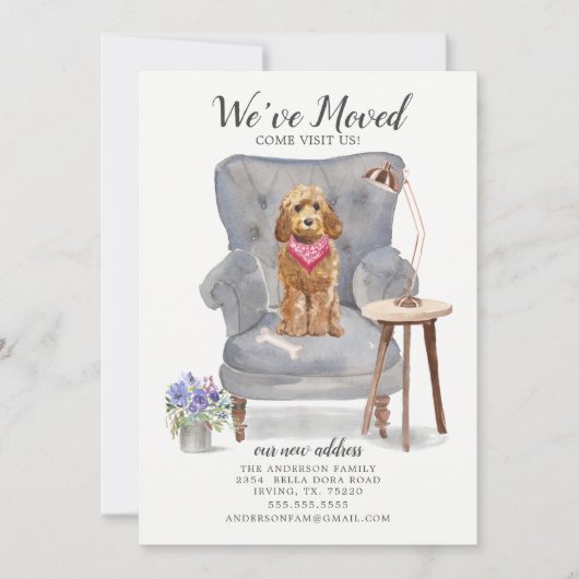 Golden Honey Cockapoo Moving Announcement Aankondiging (Voorkant)