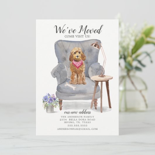 Golden Honey Cockapoo Moving Announcement Aankondiging (Staand voorkant)