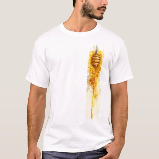 Golden Honey Drizzle Brushstroke Paint T-shirt (Voorkant)