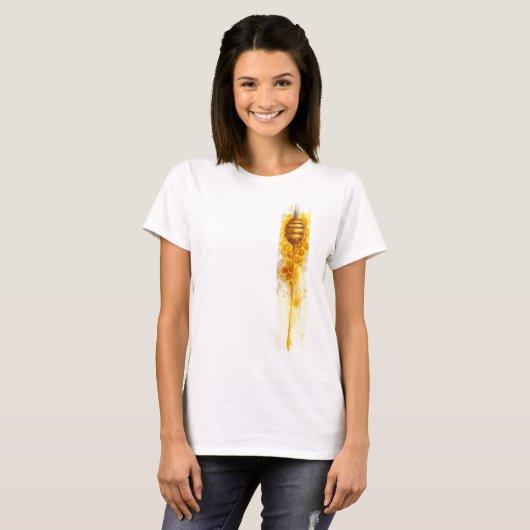 Golden Honey Drizzle Brushstroke Paint T-shirt (Voorkant volledig)