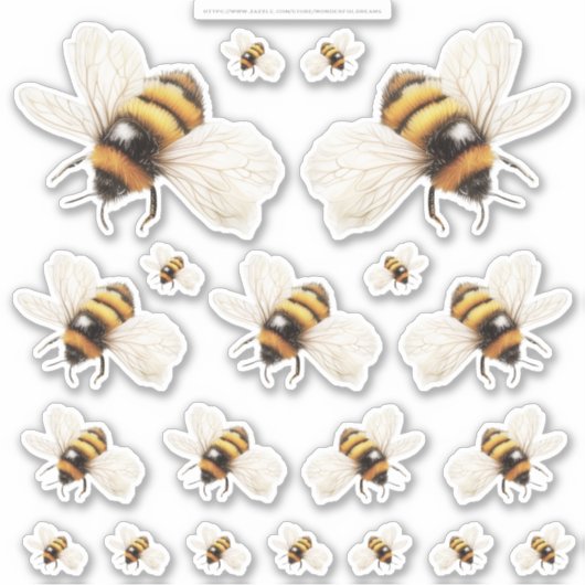 Golden Honey Fairy World – 2a - 20 bees sheet Sticker (Voorkant)
