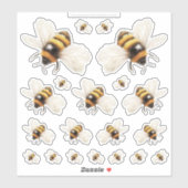 Golden Honey Fairy World – 2a - 20 bees sheet Sticker (Vel)