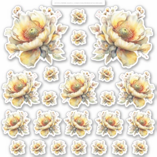 Golden Honey Fairy World – 2a - 24 Flowers Sheet Sticker (Voorkant)