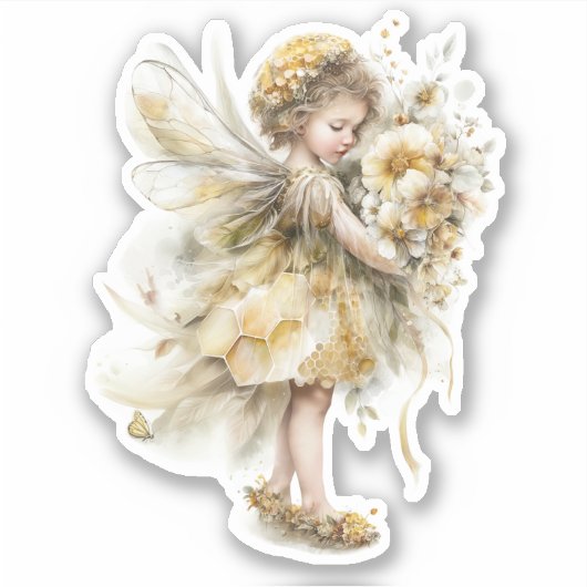 Golden Honey Fairy World – Carrying Flowers Sticker (Voorkant)