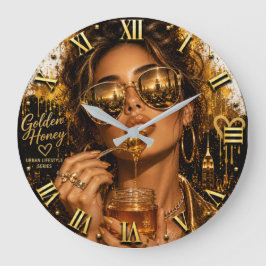 Golden Honey Luxury Fashion Elegant Woman Portrait Grote Klok