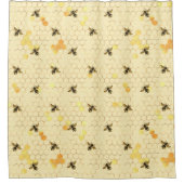 Golden Honeybee Honeycomb Pattern Douchegordijn (Voorkant)