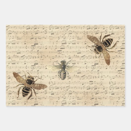 Golden Honeycomb Bee Inpakpapier Vel (Voorkant 3)