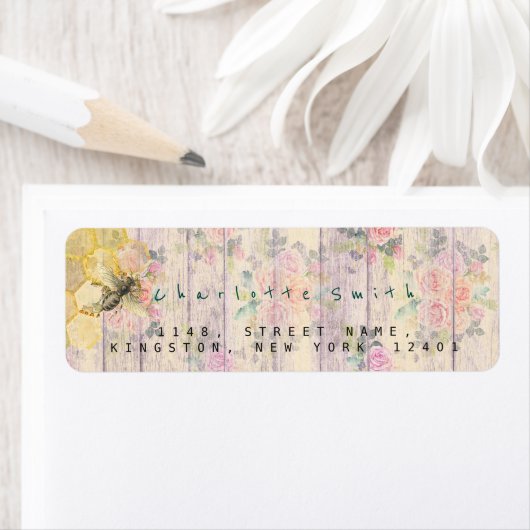 Golden Honeycomb Bee Return Address Labels (Insitu)