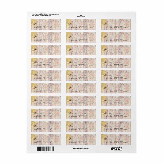 Golden Honeycomb Bee Return Address Labels (Full Sheet)