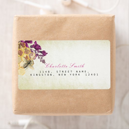 Golden Honeycomb Bee Return Address Labels (Insitu)