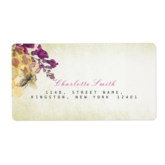 Golden Honeycomb Bee Return Address Labels (Voorkant)