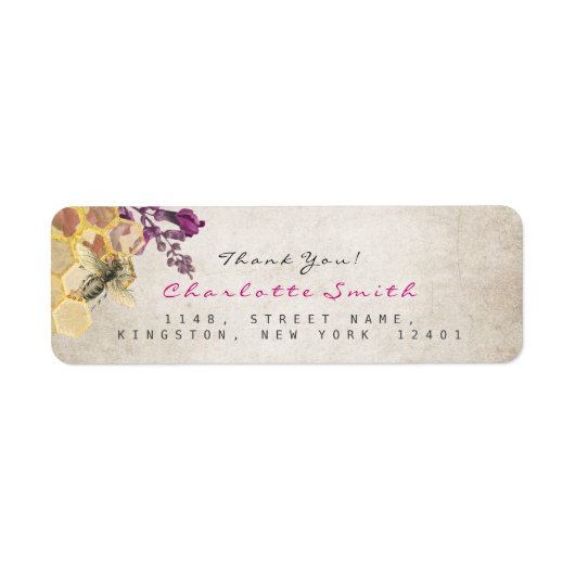 Golden Honeycomb Bee  Return Address Labels (Voorkant)