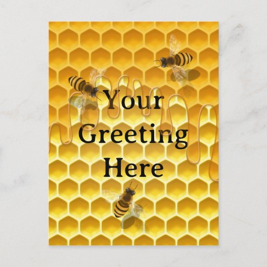 Golden Honeycomb & Honeybees Custom Briefkaart (Voorkant)