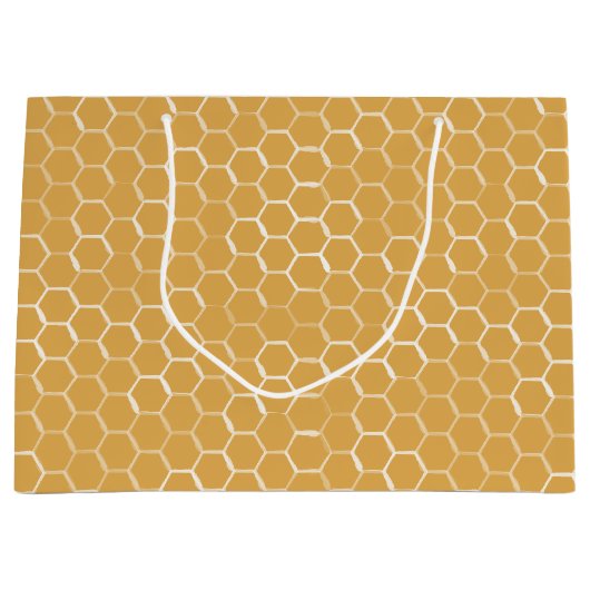 Golden Honeycomb Pattern Groot Cadeauzakje (Voorkant)
