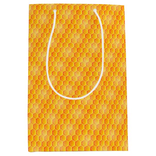 Golden Honeycomb Pattern Medium Cadeauzakje (Voorkant)