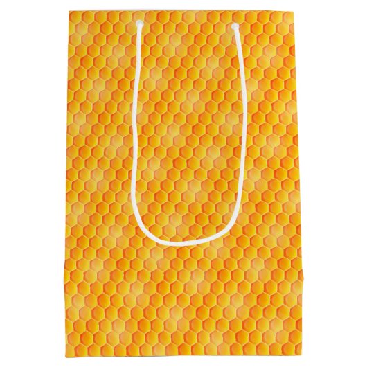 Golden Honeycomb Pattern Medium Cadeauzakje (Achterkant)