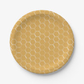 Golden Honeycomb Pattern Papieren Bordje (Voorkant)