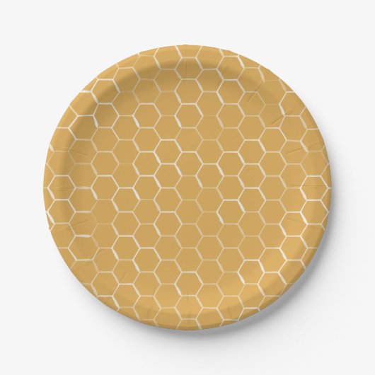 Golden Honeycomb Pattern Papieren Bordje (Voorkant)