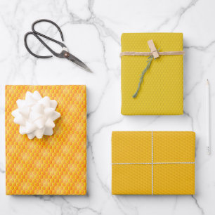 Golden Honeycomb Set van 3 Inpakpapier Vel