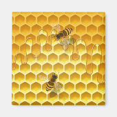 Golden Honingraat met Bijen  Klein Magneet (Voorkant)