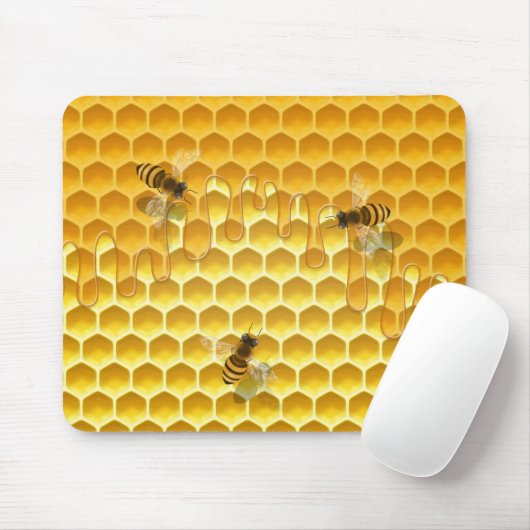 Golden Honingraat met Bijen Klein Muismat (Met muis)