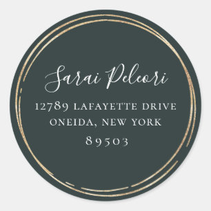 Golden Hoop Lijst Emerald Green Retouradres Ronde Sticker