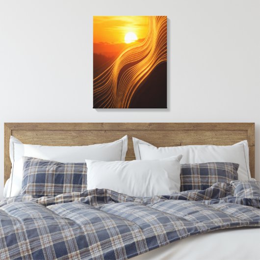 Golden Horizon — Abstract Canvas Wall Art (Insitu (Slaapkamer))