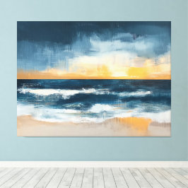 Golden Horizon – Abstract kustdoek met oversized c Canvas Afdruk