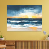 Golden Horizon – Abstract kustdoek met oversized c Canvas Afdruk (Insitu (Woonkamer))