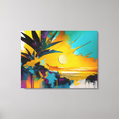 Golden Horizon – Abstract Tropical Sunset Canvas Afdruk (Voorkant)