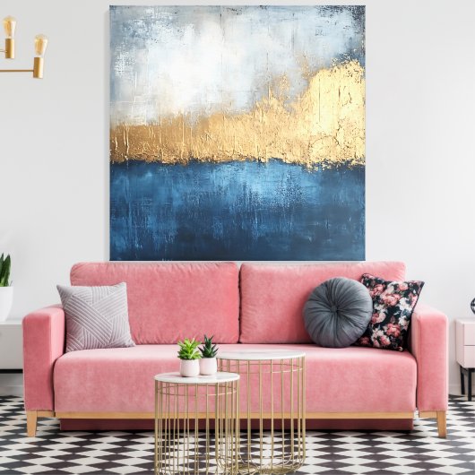 Golden Horizon - Abstracte canvaskunst Canvas Afdruk (Insitu (Woonkamer))