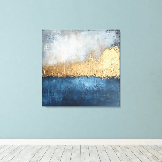 Golden Horizon - Abstracte canvaskunst Canvas Afdruk (Insitu (Houten vloer))