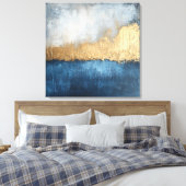 Golden Horizon - Abstracte canvaskunst Canvas Afdruk (Insitu (Slaapkamer))