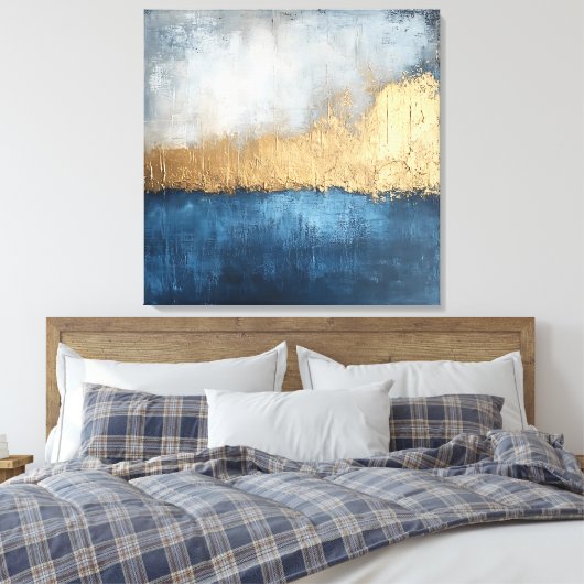 Golden Horizon - Abstracte canvaskunst Canvas Afdruk (Insitu (Slaapkamer))