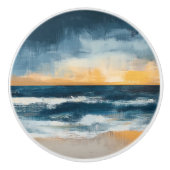 Golden Horizon - Abstracte kust Keramische Knop (Voorkant)