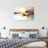 Golden Horizon – Minimalist Abstract Landscape Canvas Afdruk (Insitu (Slaapkamer))