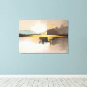 Golden Horizon – Minimalist Abstract Landscape Canvas Afdruk (Insitu (Houten vloer))