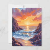 Golden Horizon | Ocean Sunset Watercolor Card (Voorkant)