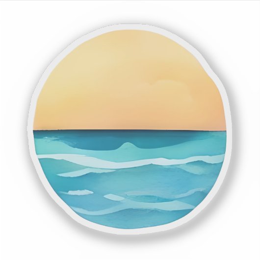 Golden Horizon over rustige Zeeen Sticker (Voorkant)