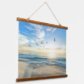    Golden Horizon – Peaceful Beach Sunrise Hangend Wandkleed (Gebogen)