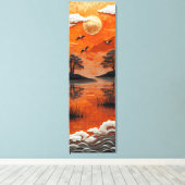 Golden Horizon Serenity Lake & Cranes Canvas Print (Insitu (Houten vloer))